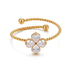 Diatoms Four Leaf Clover Adjustable Ring