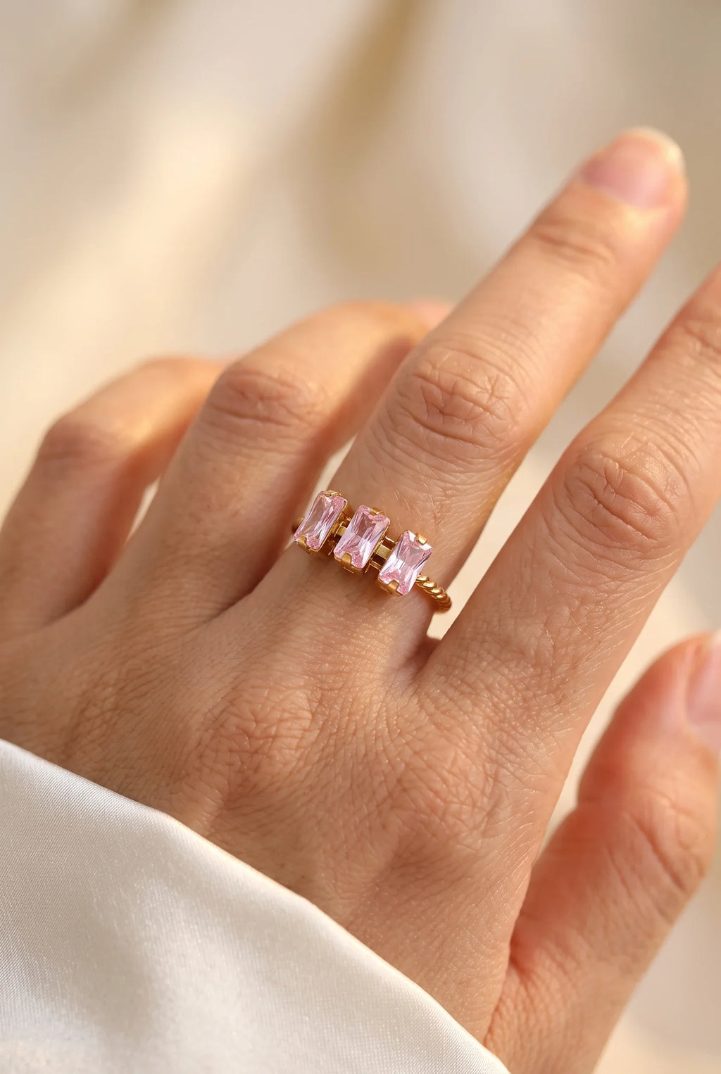 Shiny Square Zircon Open Rings