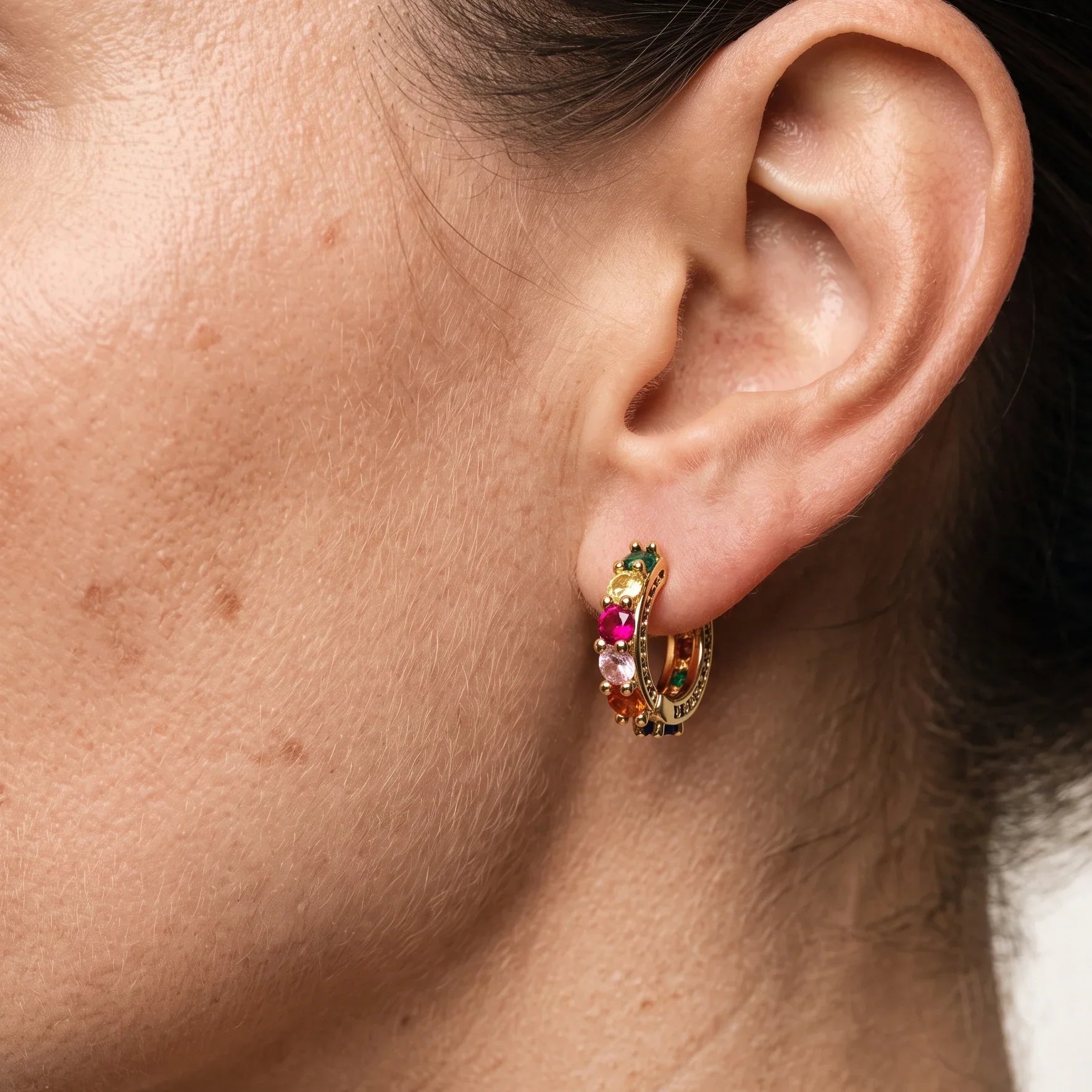 Rainbow Dots Hoops Earrings