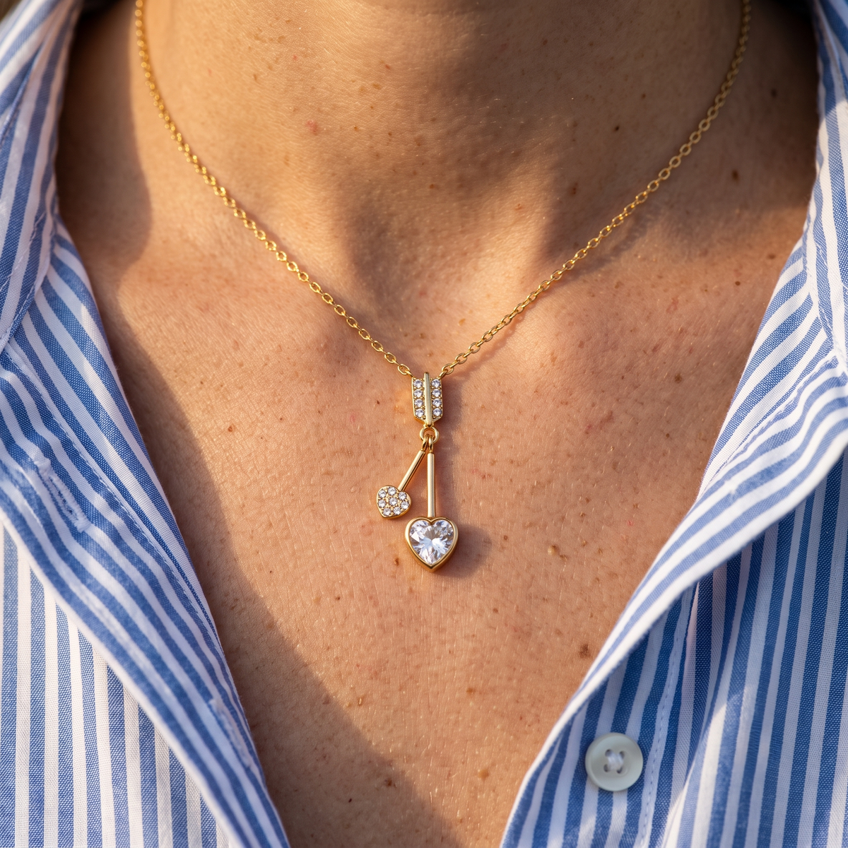 Luvlocked Duo Zirconia Heart Necklace