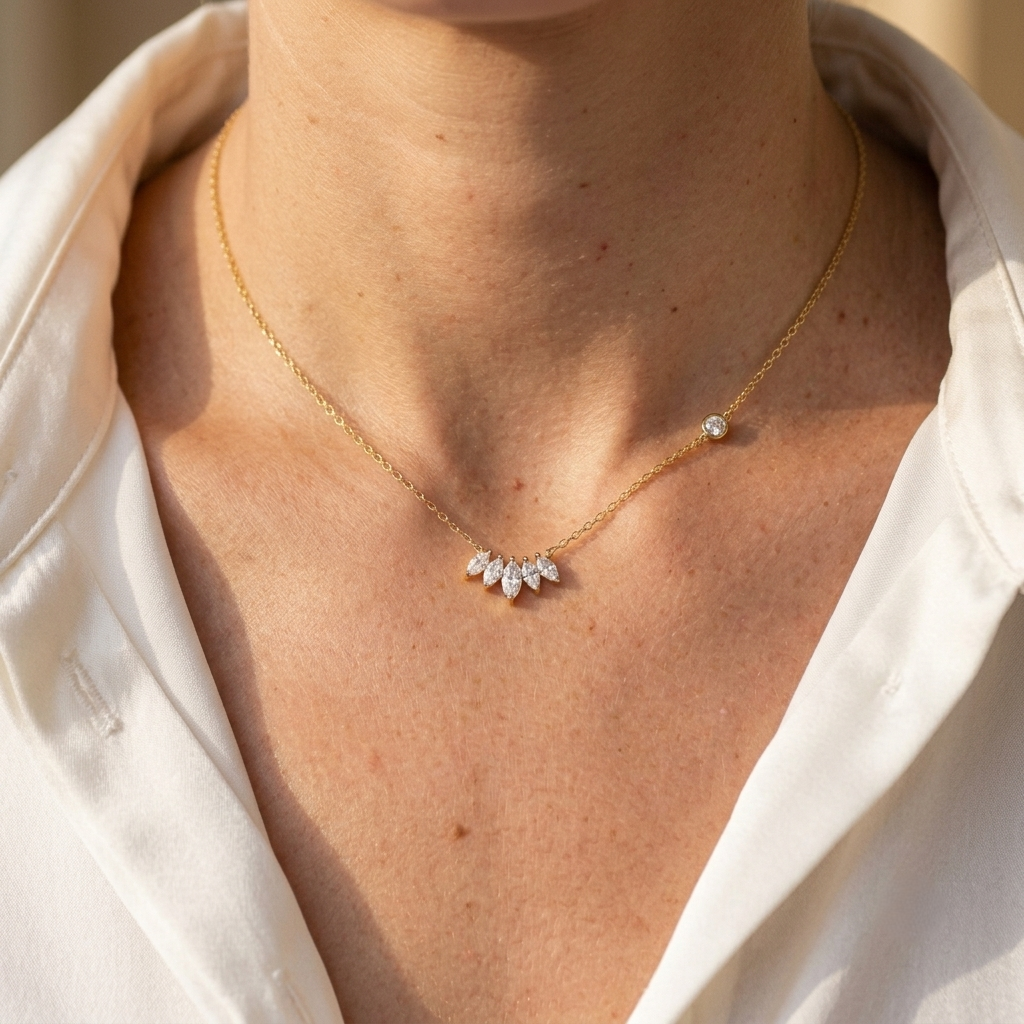 Gemstone Leaf Pendant