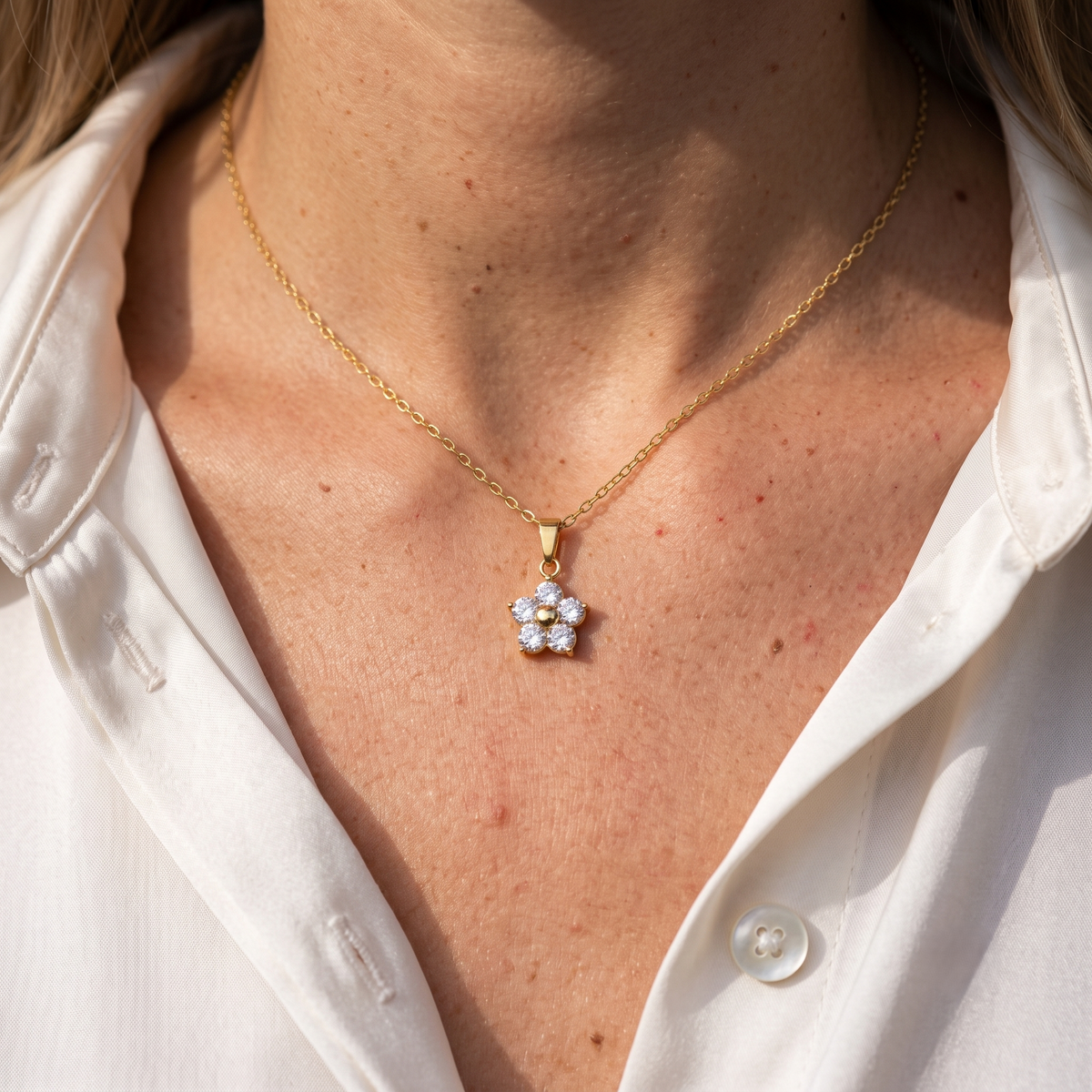 Classic Flower Zircon Necklace