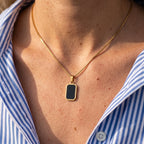 Black Enamel Gold Plated Necklace