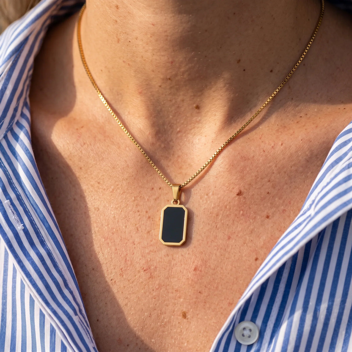 Black Enamel Gold Plated Necklace