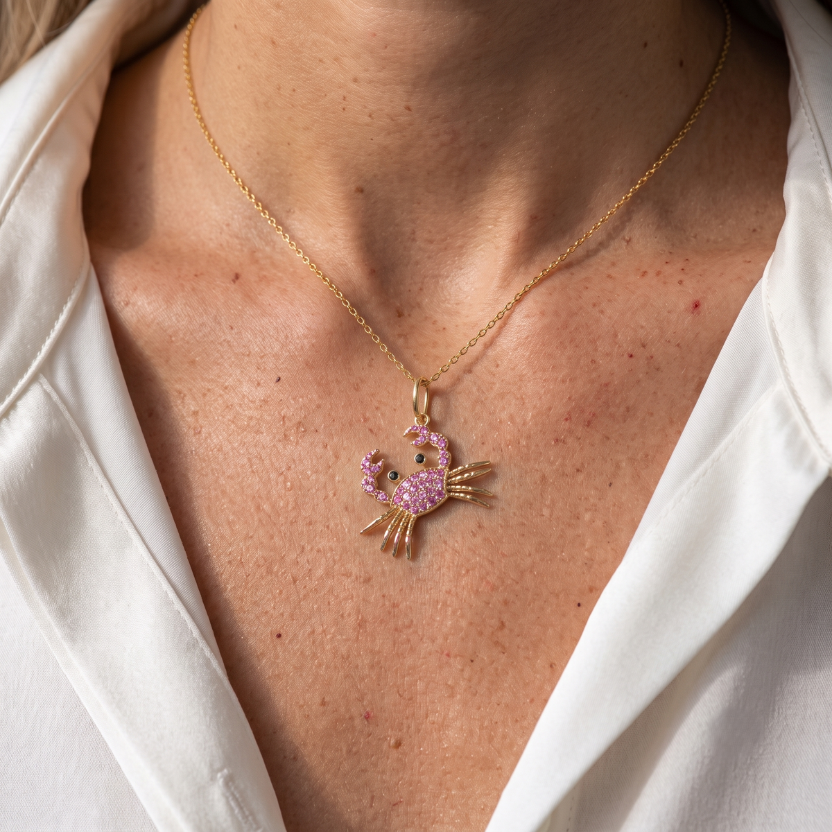 Diatoms Cute Little Crab Pendant Necklace
