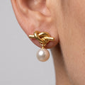 Knot Round Pearl Drop Earrings