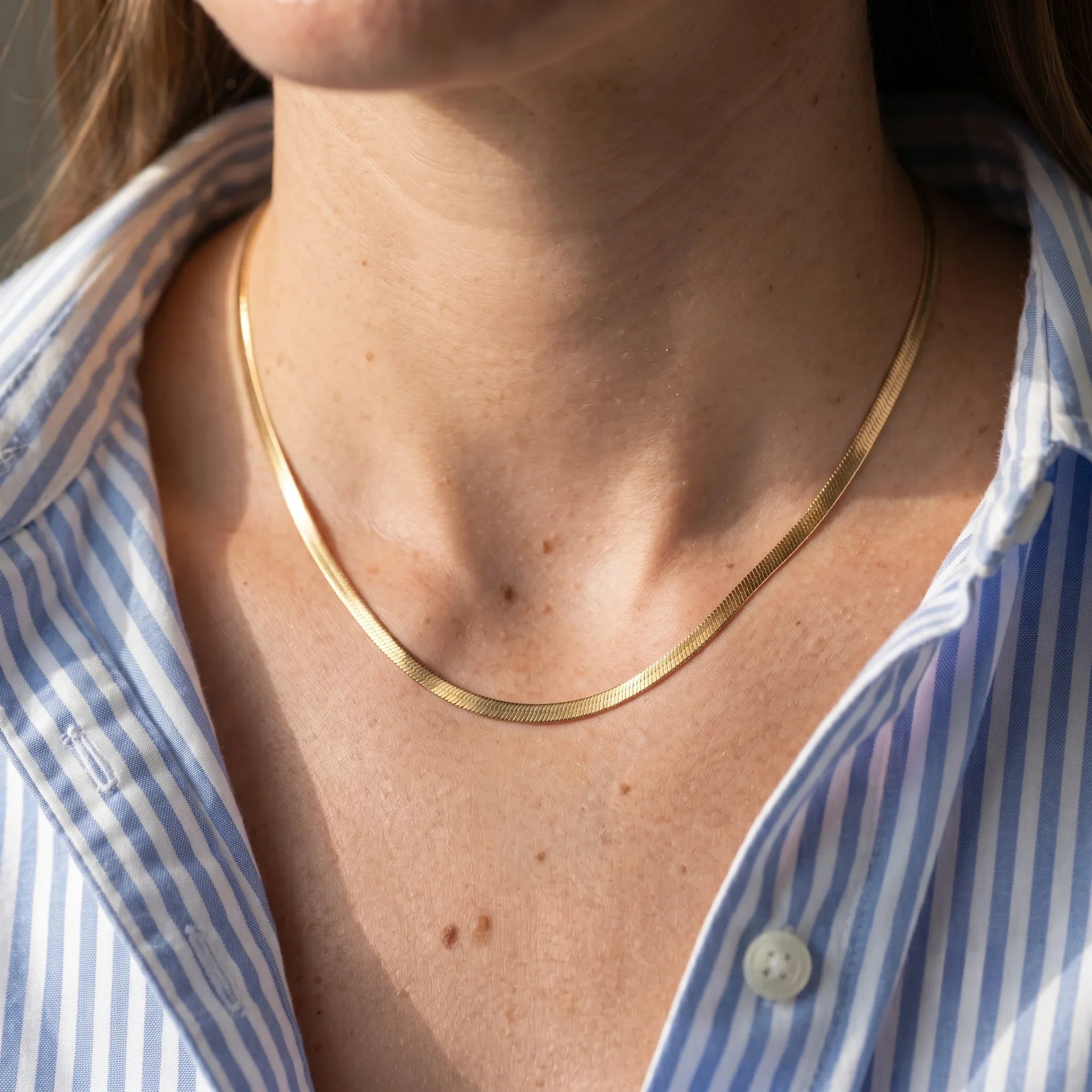 Luxe Herringbone Statement Gold Chain Necklace