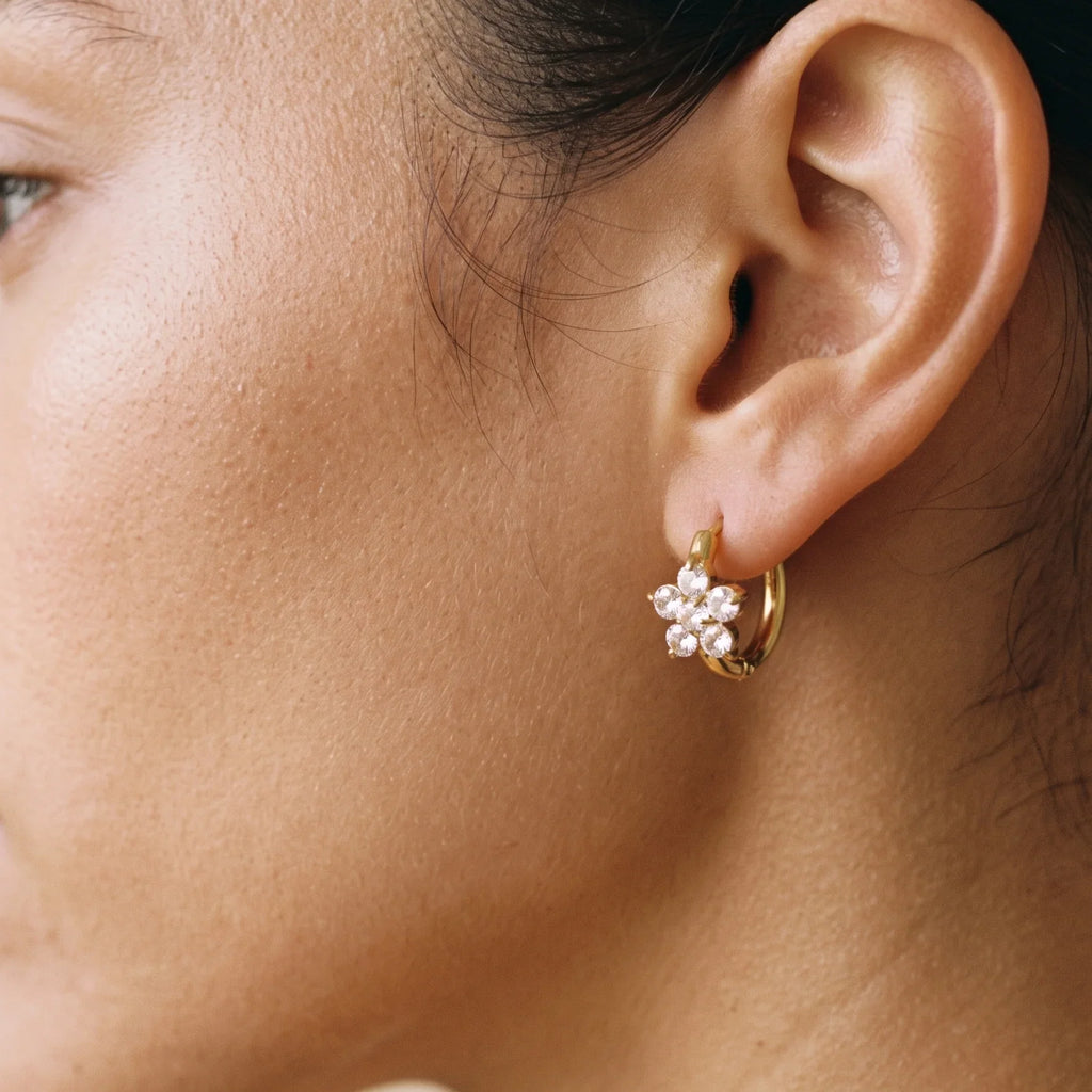Flower Zircon Drop Earrings