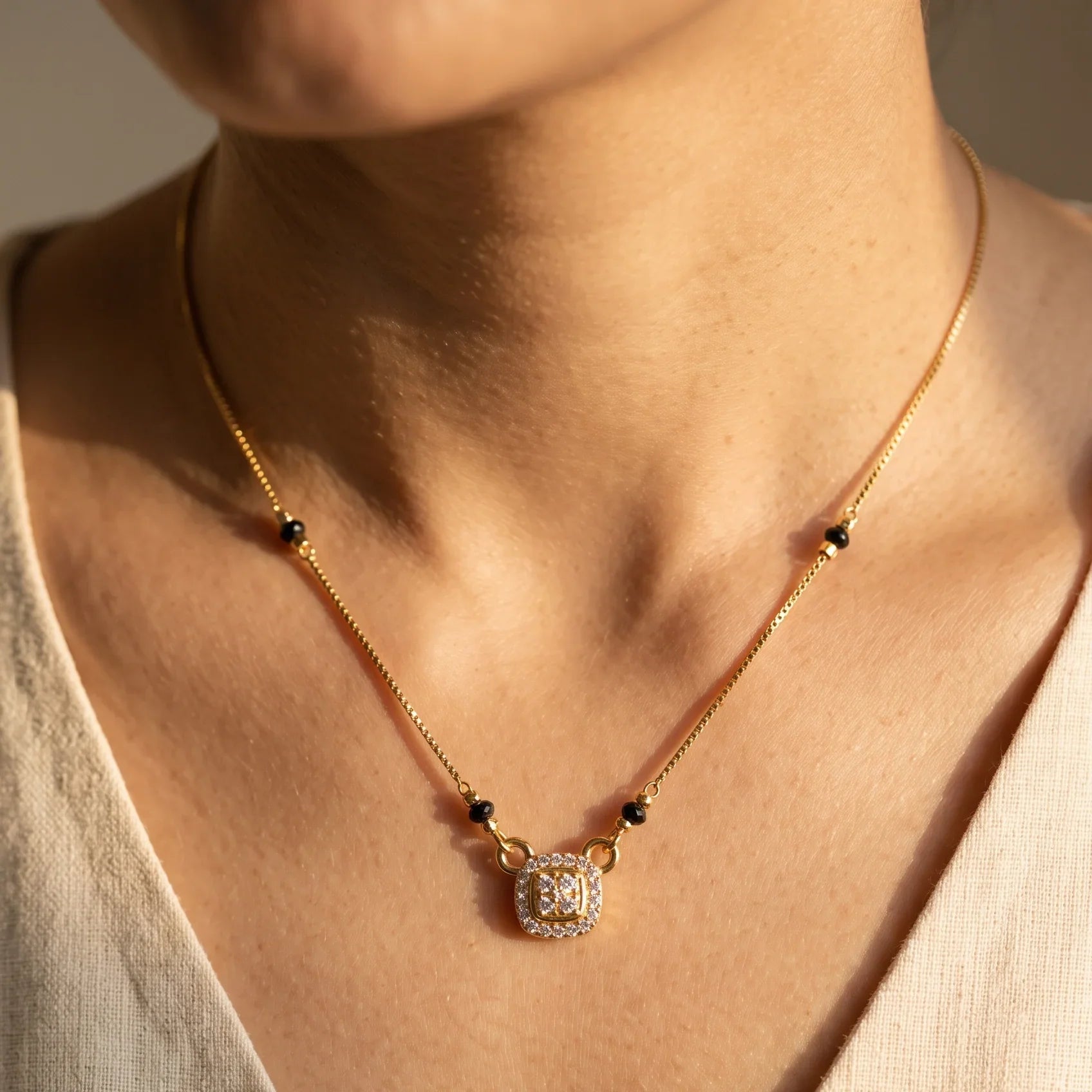 Square Solitaire Mangalsutra