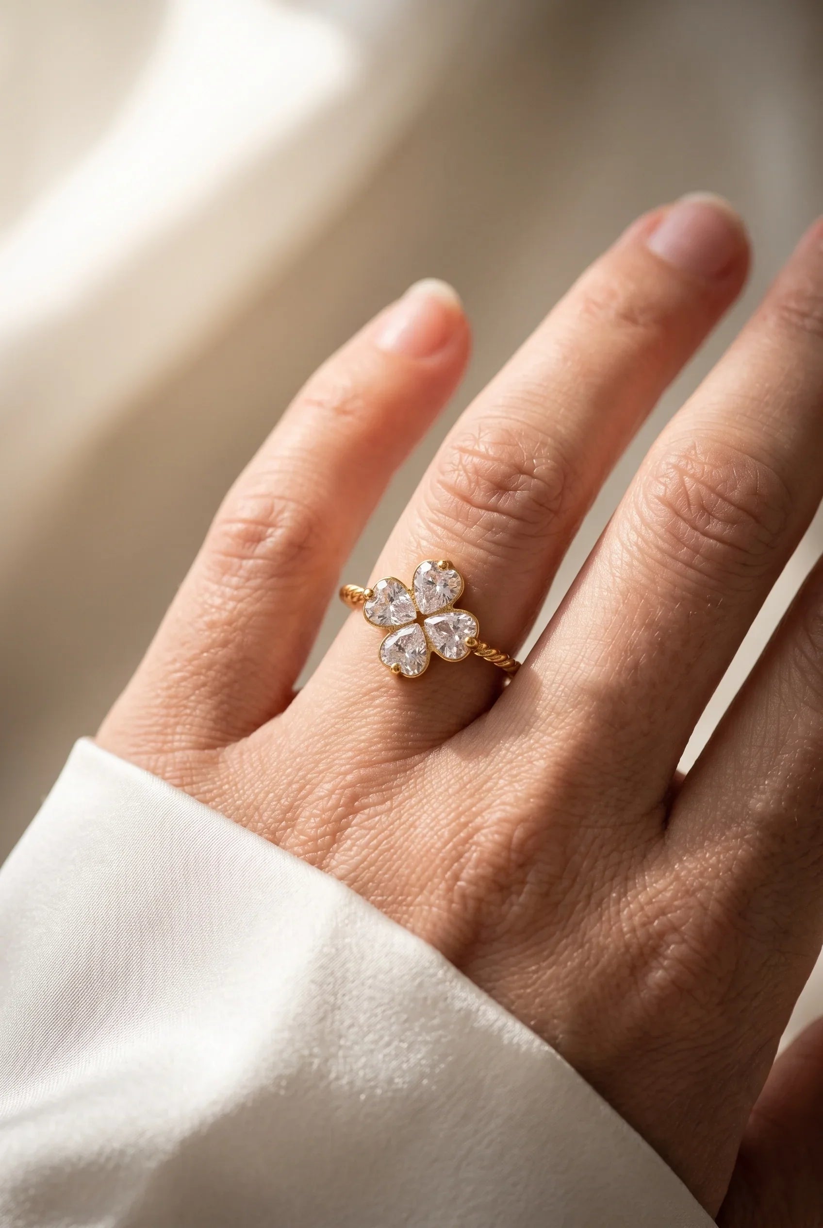 Diatoms Four Leaf Clover Adjustable Ring