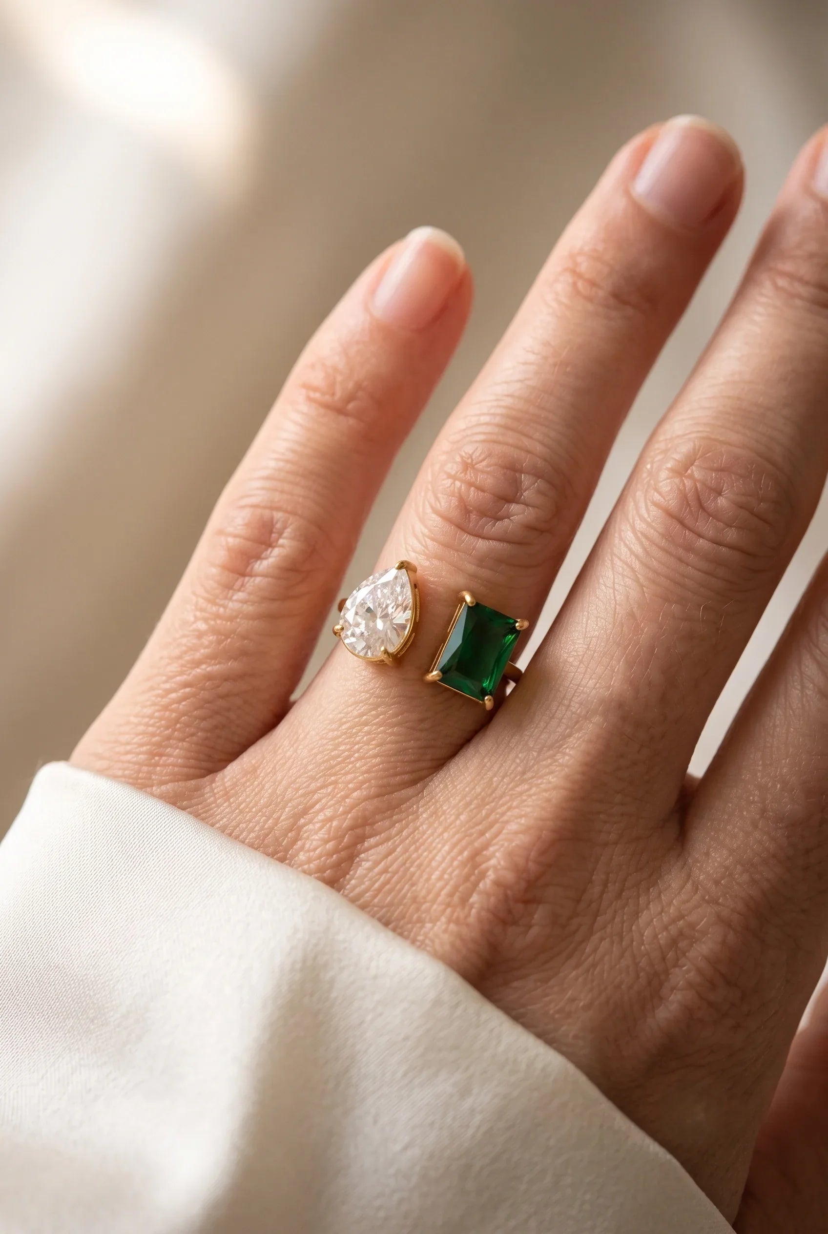 Emerald Elegance Duo Ring