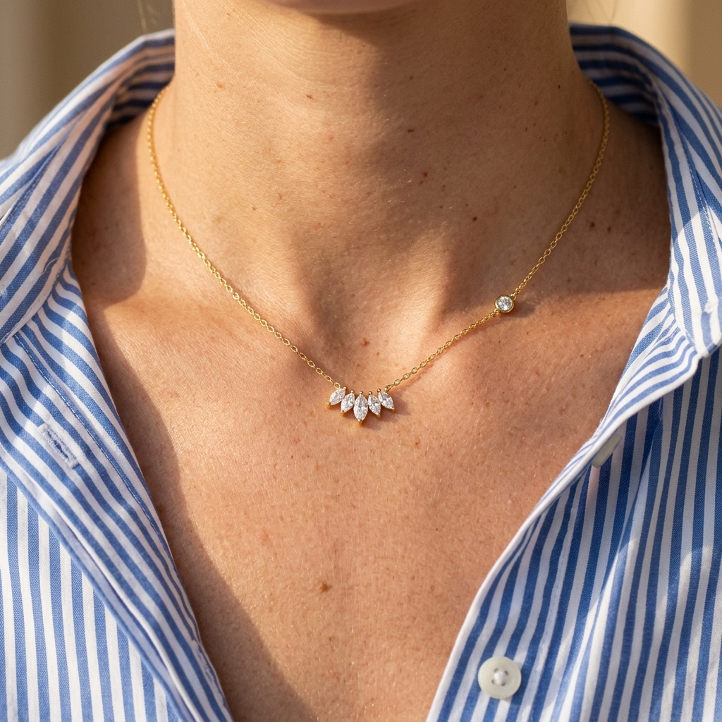 Gemstone Leaf Pendant