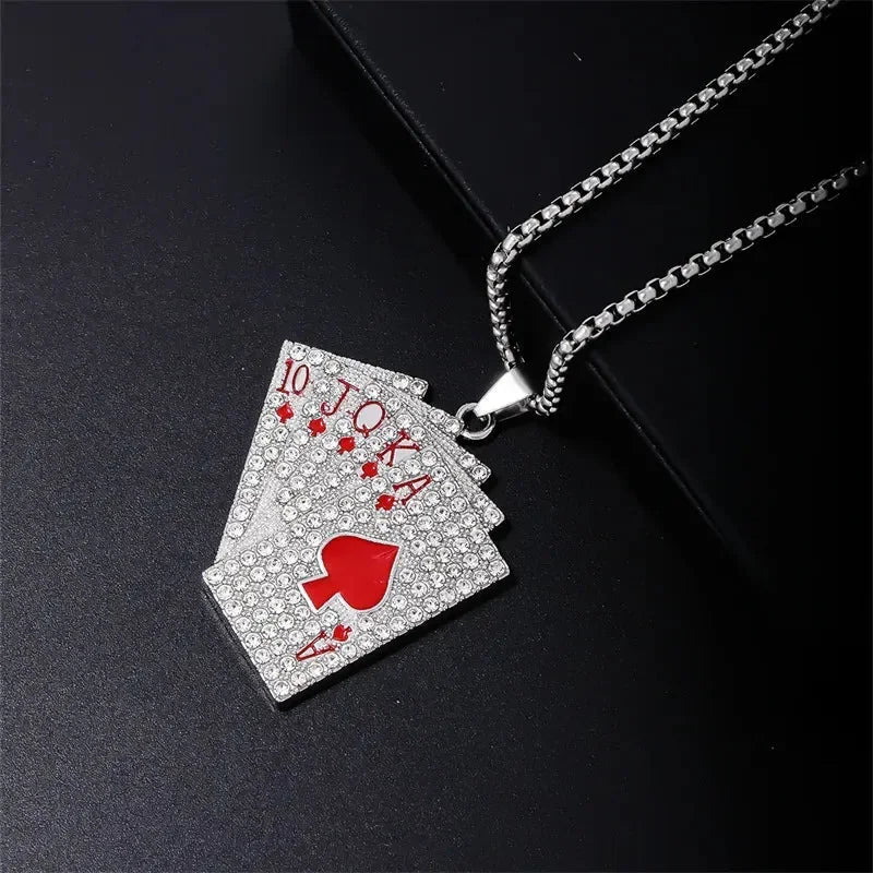 Diatoms Hip-Hop Poker Men's Pendant Necklace - Diatoms
