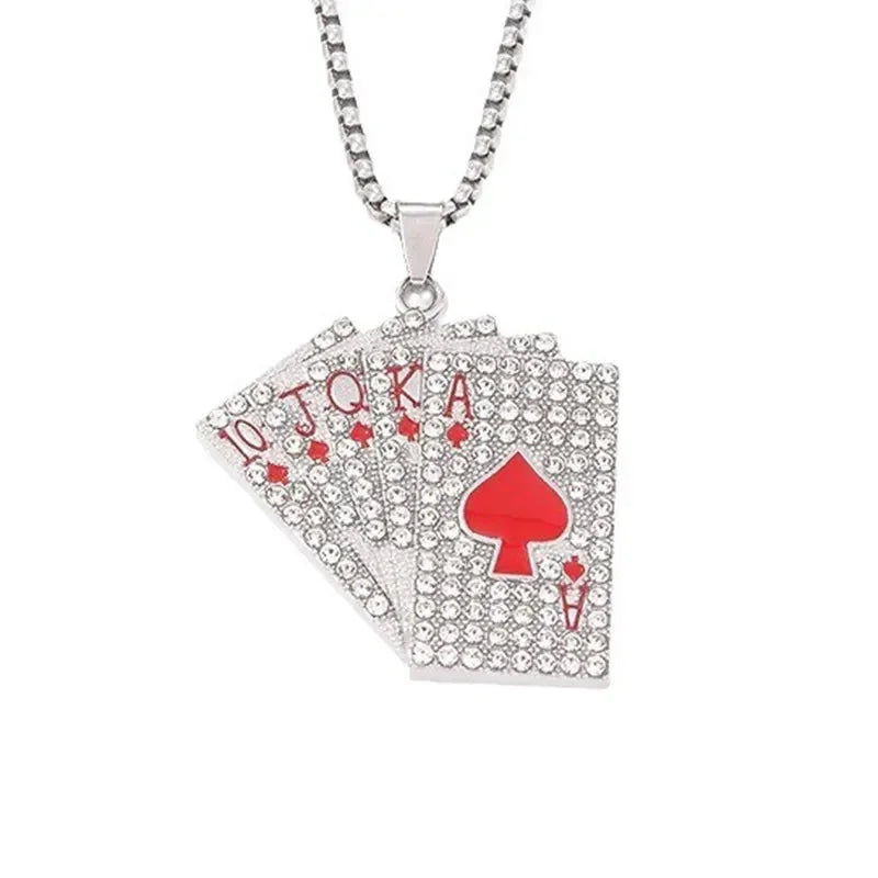 Diatoms Hip-Hop Poker Men's Pendant Necklace - Diatoms