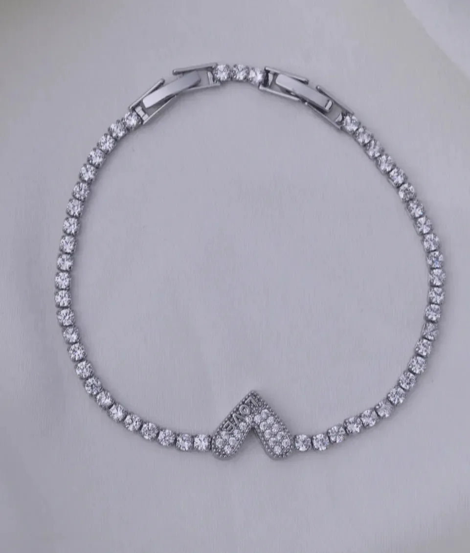 Loveheart Silver Whitestone Bracelet - Diatoms