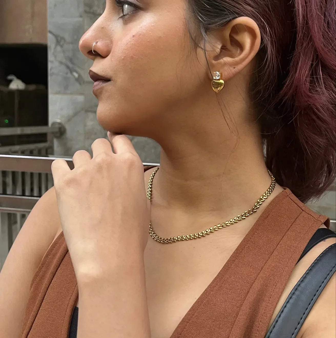 Leaf Shape Round Necklace - Diatoms