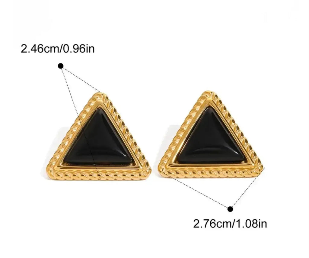 Classic Style Triangle Water Droplets Ear Studs - Diatoms