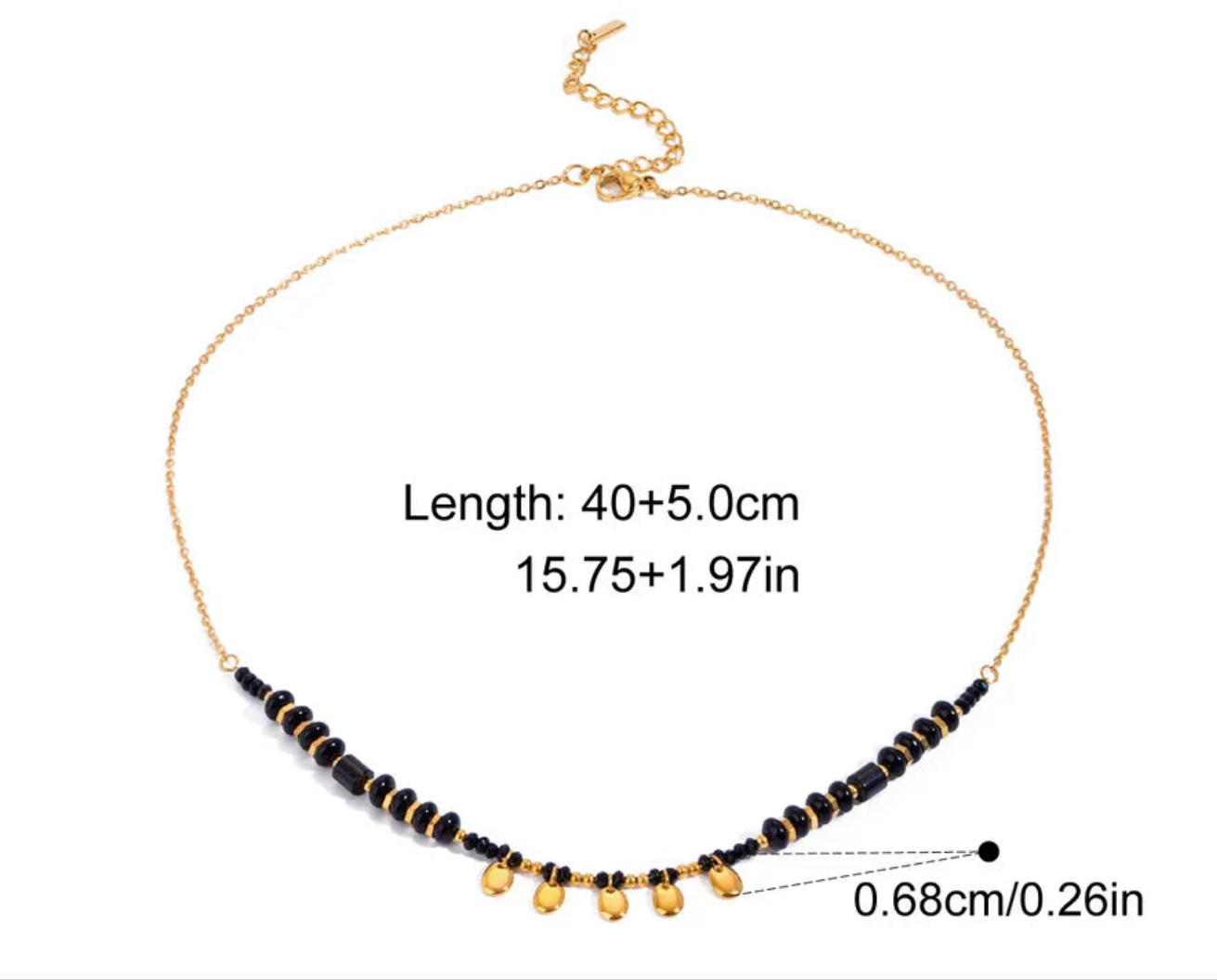 Black Crystal Hollow Beads Necklace