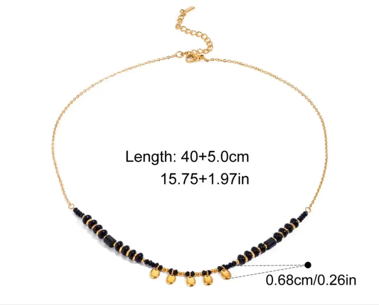 Black Crystal Hollow Beads Necklace - Diatoms