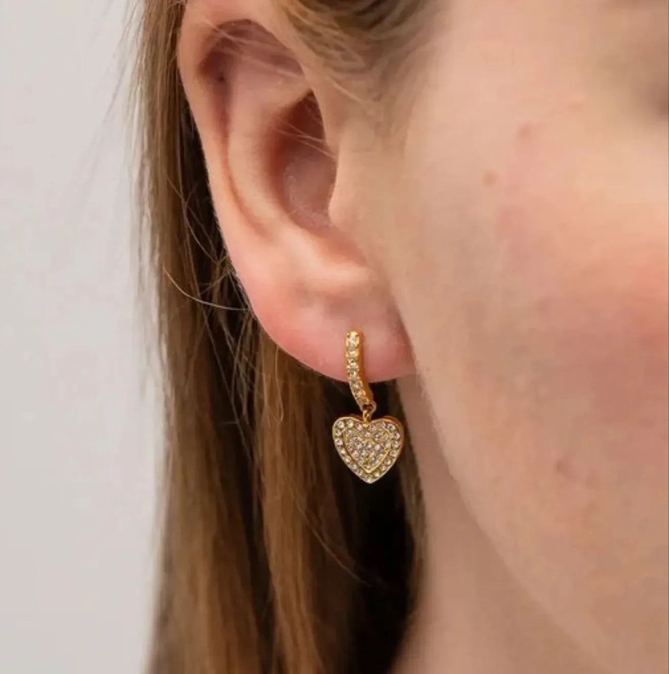 Heart Shape Diamond Drop Earrings - Diatoms
