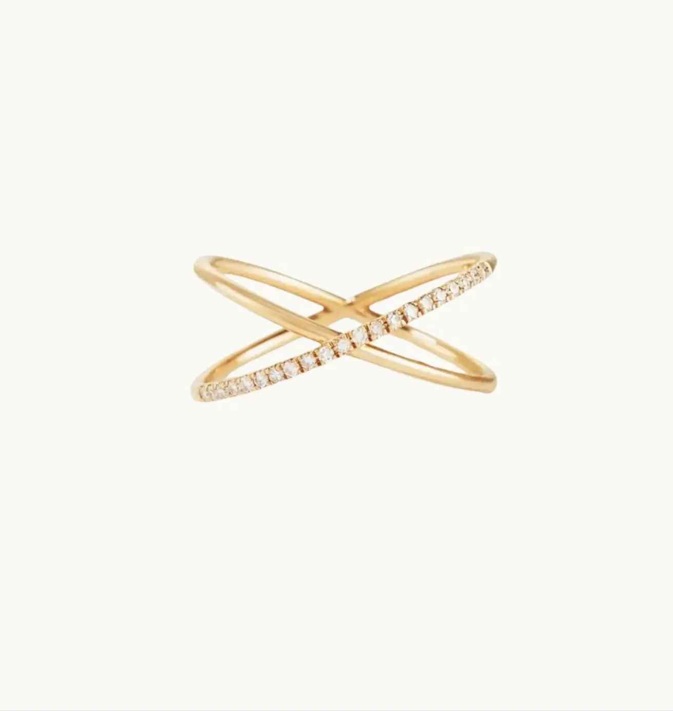 Diamond-Studded Gold Circle Ring - Diatoms