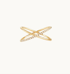 Diamond-Studded Gold Circle Ring