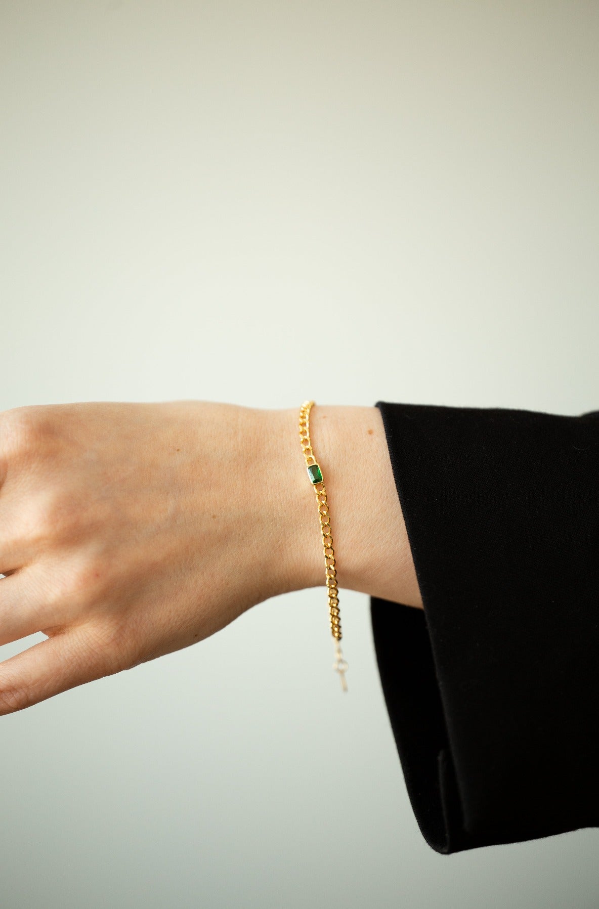 Golden Green Stone Elegance Bracelet