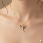 Diatoms Dragonfly Inlay Zircon Necklace