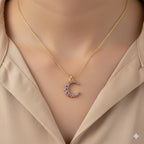 Diatoms Moon Purple Zircon Pendant Necklace