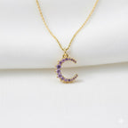 Diatoms Moon Purple Zircon Pendant Necklace