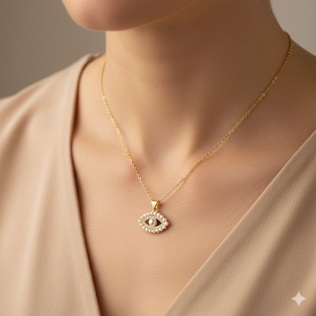 Evil's Eye Pearl Zircon Pendant