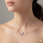 Diamond Heart Colorful Necklace Earring Set