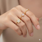 Pentagram Heart Shape Rhinestones Rings Set