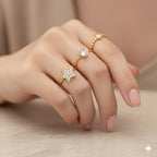 Pentagram Heart Shape Rhinestones Rings Set