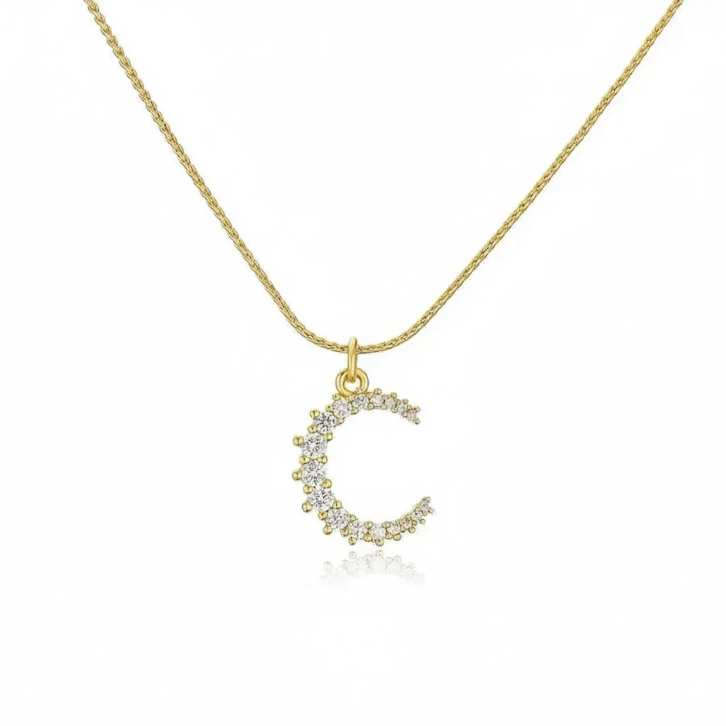 Diatoms Moon Zircon Pendant Necklace