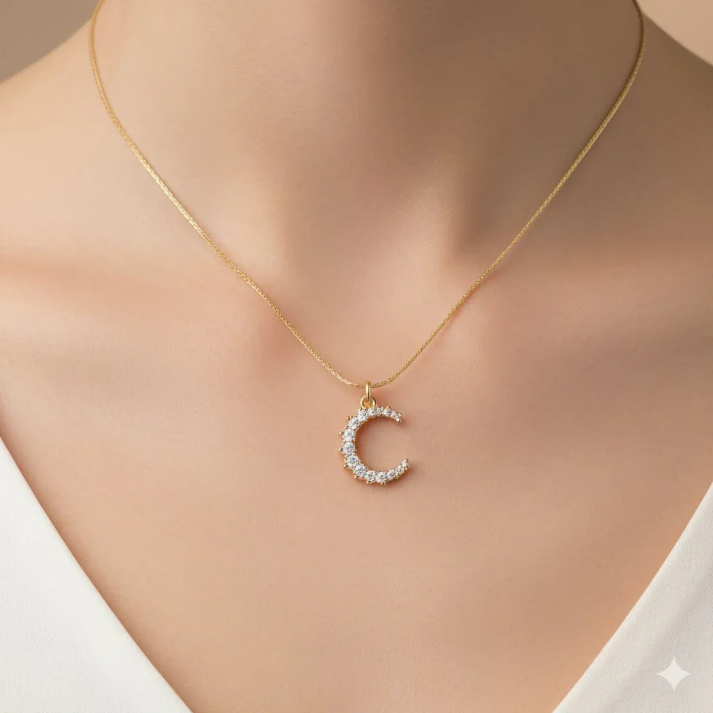 Diatoms Moon Zircon Pendant Necklace