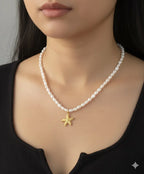 Starfish Pearl Beaded Pendant Necklace