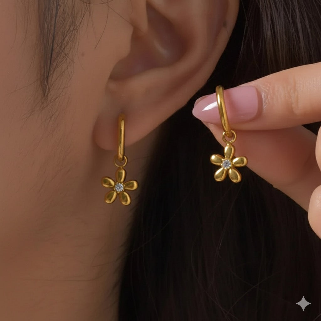 Artistic Flower Hoop Earrings