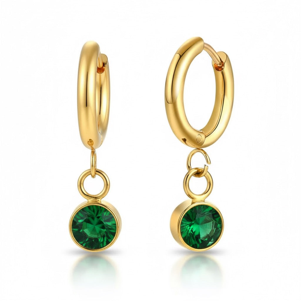 Green Zircon Drop Earrings