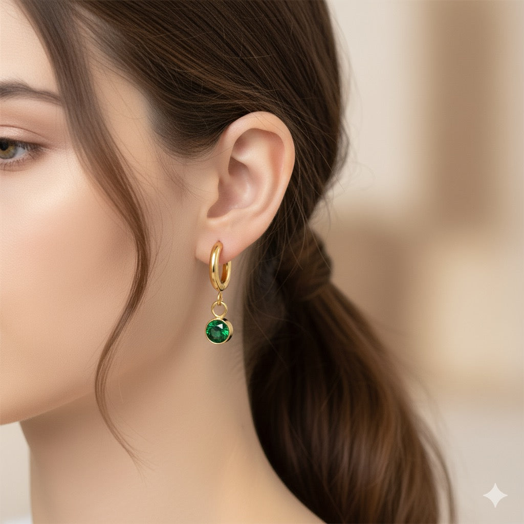 Green Zircon Drop Earrings