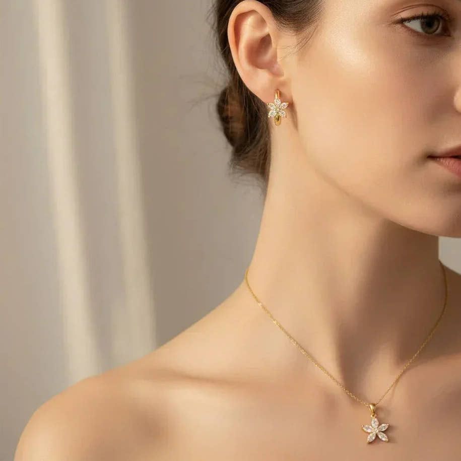 Floral Combo Necklace and Earrings Set
