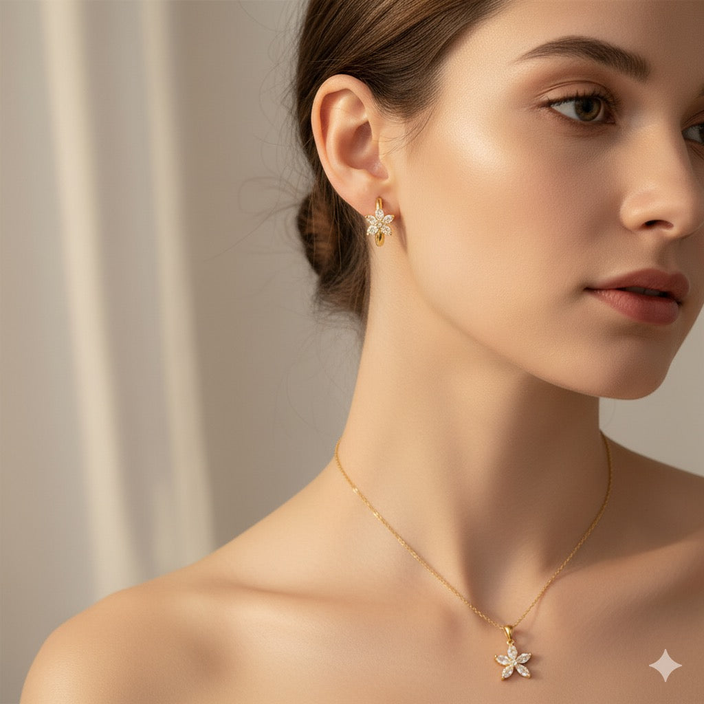 Floral Combo Necklace and Earrings Set