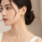 Diamond Heart Necklace Earring Combo Set