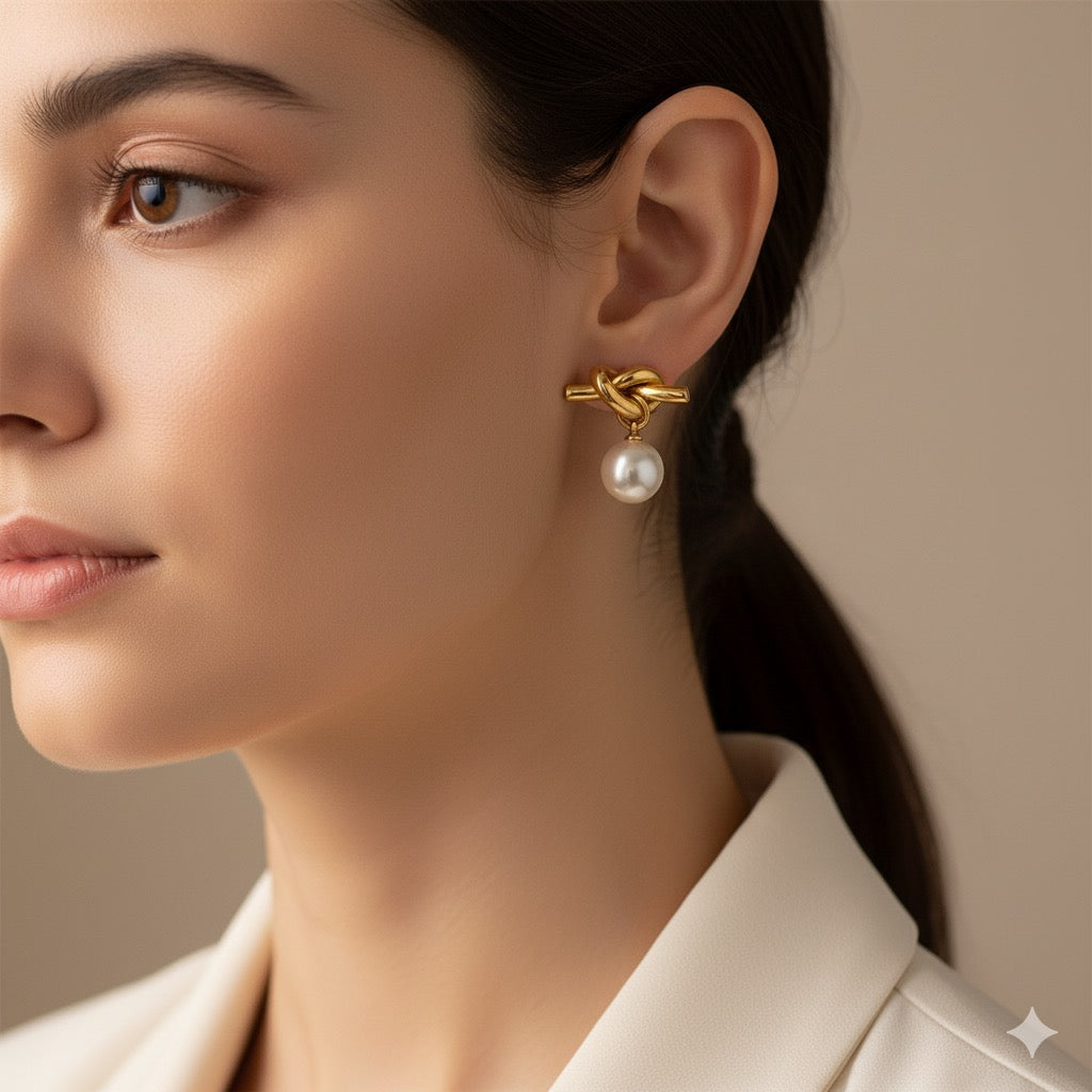 Pearl Necklace Earring Combo Set