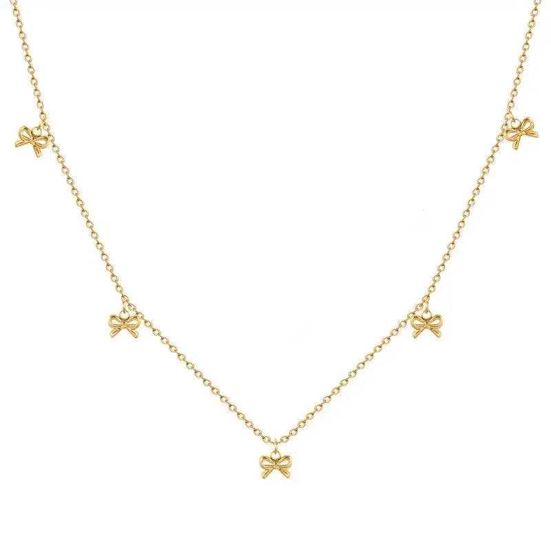 Luxe Heart Bow Necklace Earring Combo Set