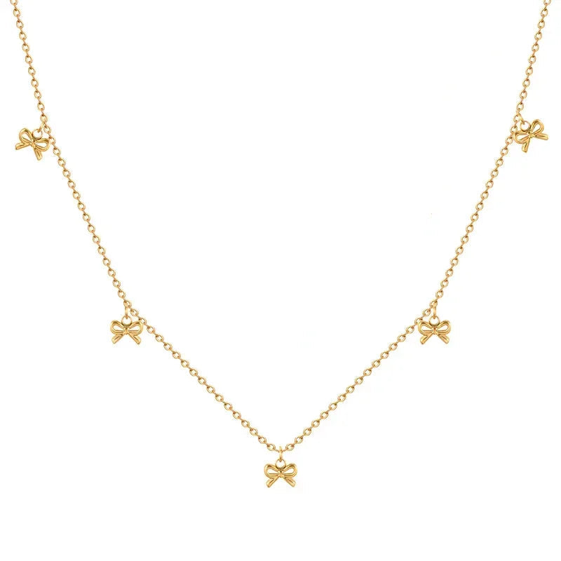 Luxe Heart Bow Necklace Earring Combo Set