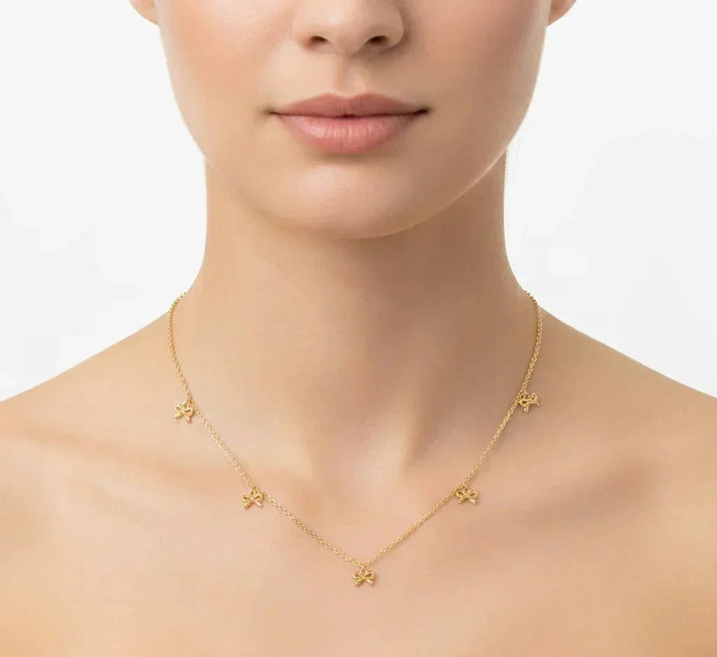 Luxe Heart Bow Necklace Earring Combo Set