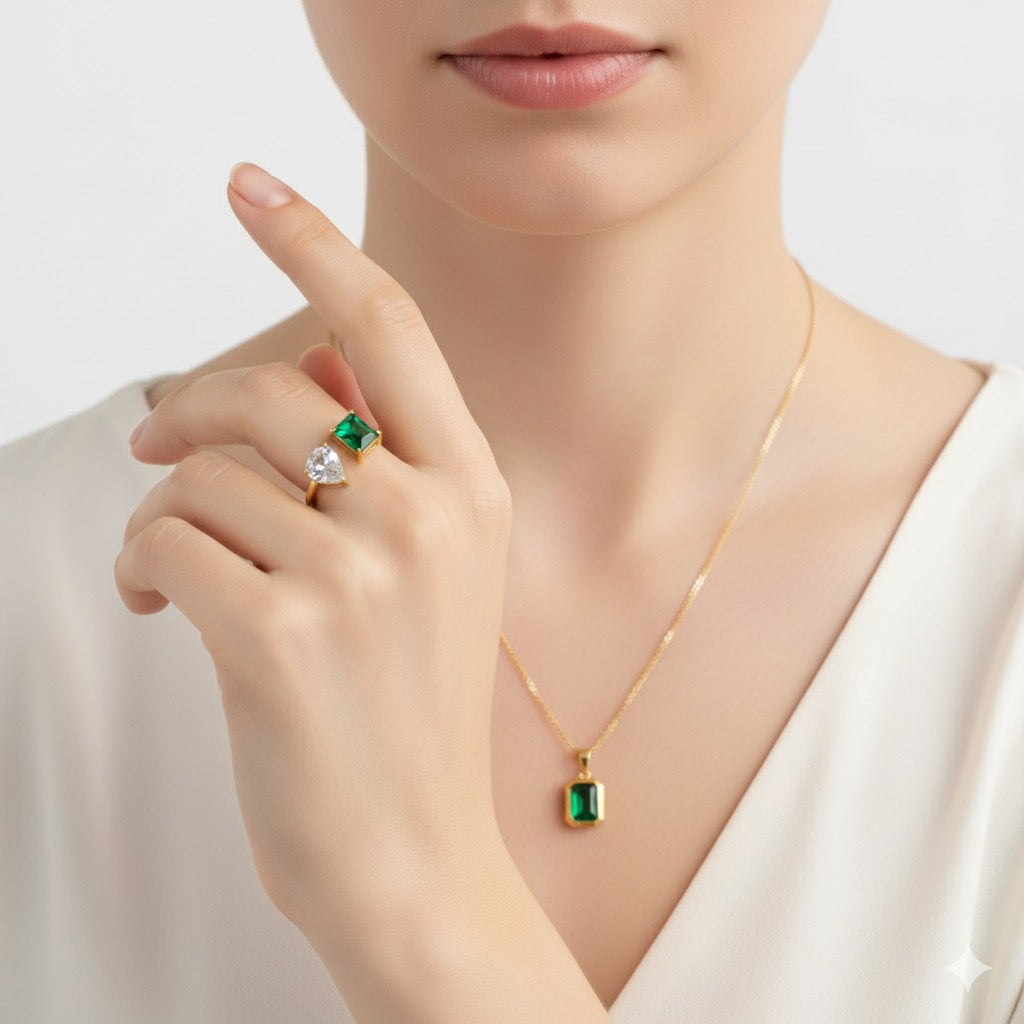 Luxe Essence Combo Necklace Ring Set