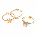 Flower Butterfly Rhinestones 3 Rings Set
