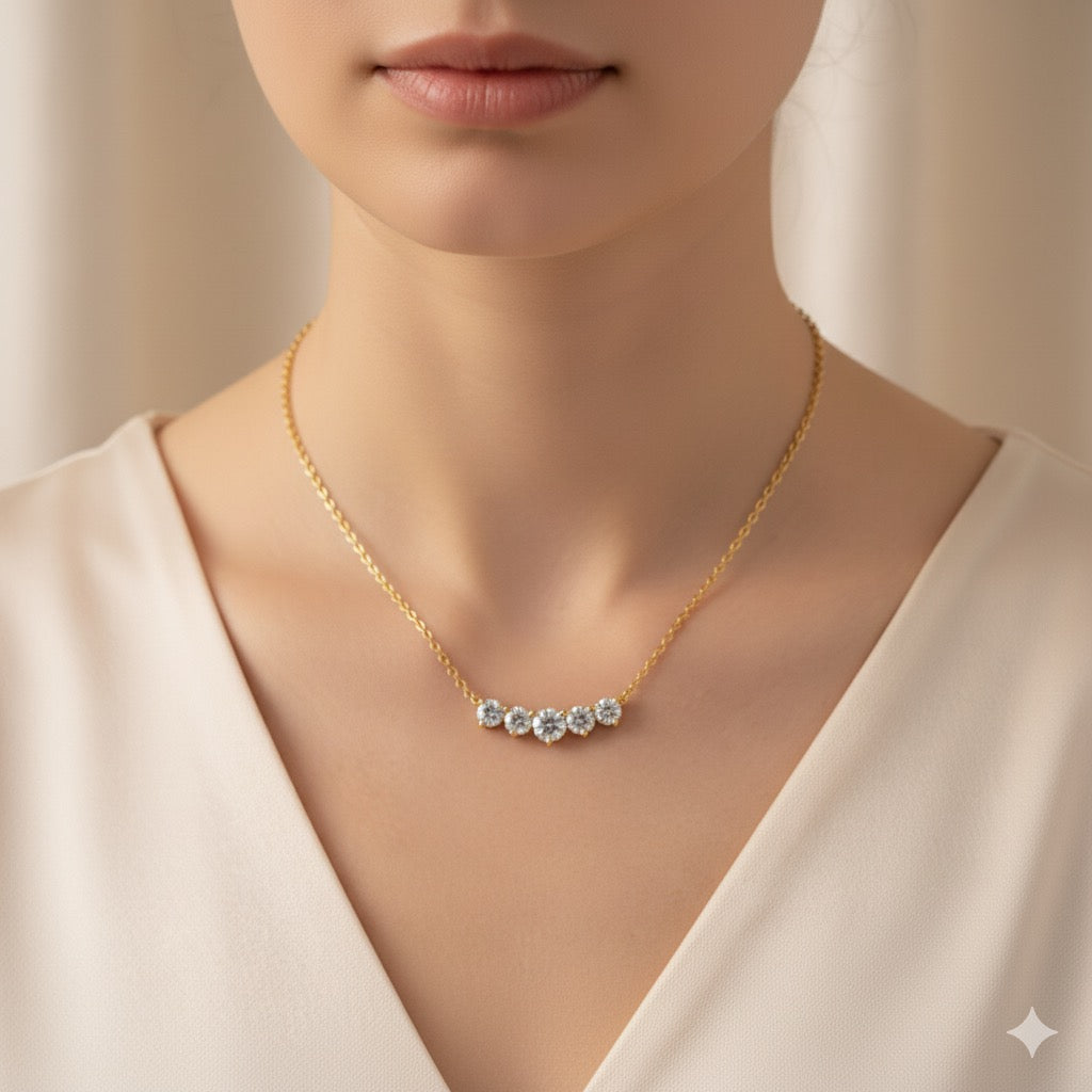 Luxe Five Diamond Necklace